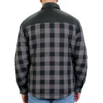 Hot Leathers JKM3203 Men’s Grey and Black Aramid Fibers Reinforced Leather and Plaid Flannel Shirt - Image 2