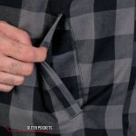 Hot Leathers JKM3203 Men’s Grey and Black Aramid Fibers Reinforced Leather and Plaid Flannel Shirt - Image 6