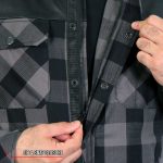 Hot Leathers JKM3203 Men’s Grey and Black Aramid Fibers Reinforced Leather and Plaid Flannel Shirt - Image 7