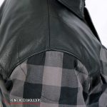 Hot Leathers JKM3203 Men’s Grey and Black Aramid Fibers Reinforced Leather and Plaid Flannel Shirt - Image 8