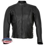 Hot Leathers JKM5002 USA Made Men’s Black Vented Premium Leather Motorcycle Jacket with Side Lace - Image 11
