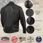 Hot Leathers JKM5002 USA Made Men’s ‘Air Stream’ Vented Black Premium Leather MC Jacket with Side Laces - Image 5