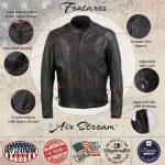 Hot Leathers JKM5002 USA Made Men’s ‘Air Stream’ Vented Black Premium Leather MC Jacket with Side Laces - Image 2