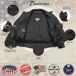 Hot Leathers JKM5002 USA Made Men’s ‘Air Stream’ Vented Black Premium Leather MC Jacket with Side Laces - Image 4