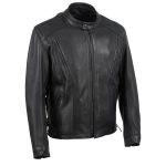 Hot Leathers JKM5002 USA Made Men’s ‘Air Stream’ Vented Black Premium Leather MC Jacket with Side Laces