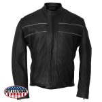 Hot Leathers JKM5003 USA Made Men’s Premium Black Leather Motorcycle Jacket with Reflective Piping - Image 11