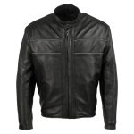 Hot Leathers JKM5003 USA Made Men’s ‘Echo’ Premium Black Leather Motorcycle Jacket with Reflective Piping - Image 8