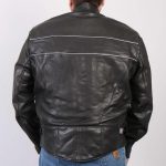 Hot Leathers JKM5003 USA Made Men’s Premium Black Leather Motorcycle Jacket with Reflective Piping - Image 6