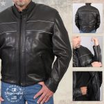 Hot Leathers JKM5003 USA Made Men’s ‘Echo’ Premium Black Leather Motorcycle Jacket with Reflective Piping - Image 6