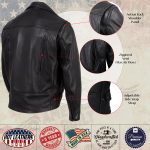 Hot Leathers JKM5008 USA Made Men’s ‘Revolve’ Black Premium Leather Vented Motorcycle Jacket - Image 4