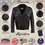 Hot Leathers JKM5008 USA Made Men’s ‘Revolve’ Black Premium Leather Vented Motorcycle Jacket - Image 2