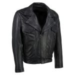 Hot Leathers JKM5008 USA Made Men’s ‘Revolve’ Black Premium Leather Vented Motorcycle Jacket