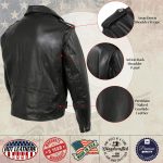 Hot Leathers JKM5009 USA Made Men’s ‘The Dean’ Black Premium Leather Throwback Motorcycle Jacket - Image 5