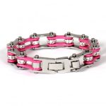 Hot Leathers JWB3102 Pink Motorcycle Chain Stainless Steel Bracelets - Image 2