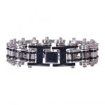 Hot Leathers JWB4101 Double Wide Silver and Black Motorcycle Chain Bracelets - Image 2