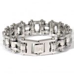 Hot Leathers JWB4102 Double Wide Silver Motorcycle Chain Bracelets - Image 2