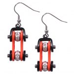 Hot Leathers JWE11101 Orange and Black Bike Chain Earrings