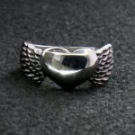 Hot Leathers JWR1101 Women’s Silver ‘Winged Heart’ Stainless-Steel Ring - Image 2