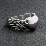 Hot Leathers JWR1101 Women’s Silver ‘Winged Heart’ Stainless-Steel Ring - Image 3