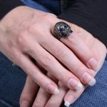 Hot Leathers JWR1110 Blue Eye Pattern Skull Stainless Steel Ring - Image 2