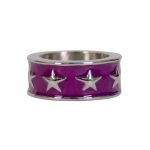 Hot Leathers JWR1119 Women’s Purple Stainless Steel Ring with Stars