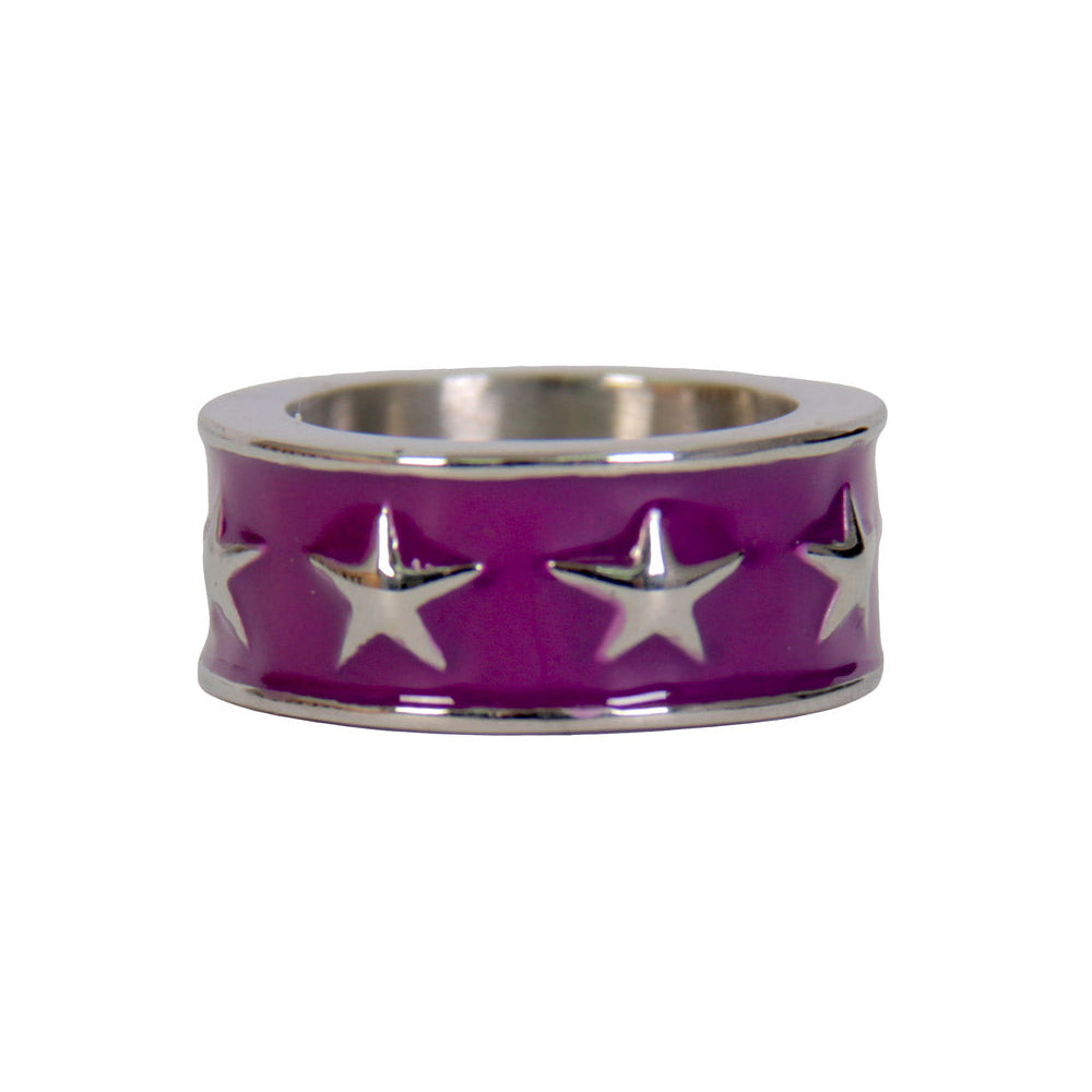 Hot Leathers JWR1119 Women’s Purple Stainless Steel Ring with Stars