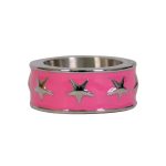 Hot Leathers JWR1120 Women’s Pink Stainless Steel Ring with Stars