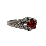 Hot Leathers JWR1125 Women’s Red ‘Stone Solitaire’ Stainless Steel Ring