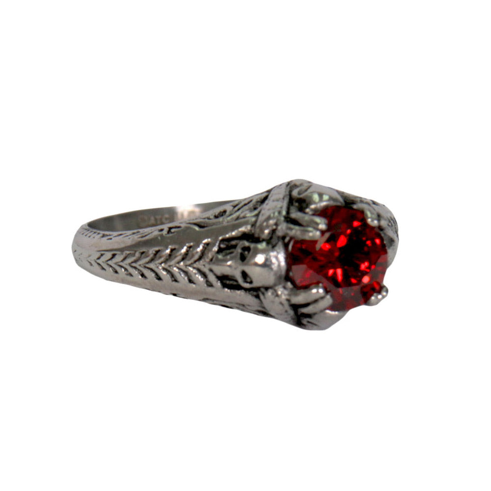 Hot Leathers JWR1125 Women’s Red ‘Stone Solitaire’ Stainless Steel Ring