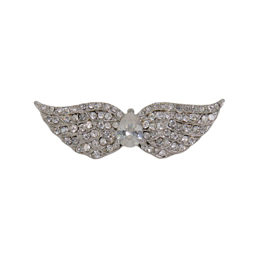 Hot Leathers JWR1126 Women’s White ‘Crystal Pearl Wings’ Stainless Steel Ring