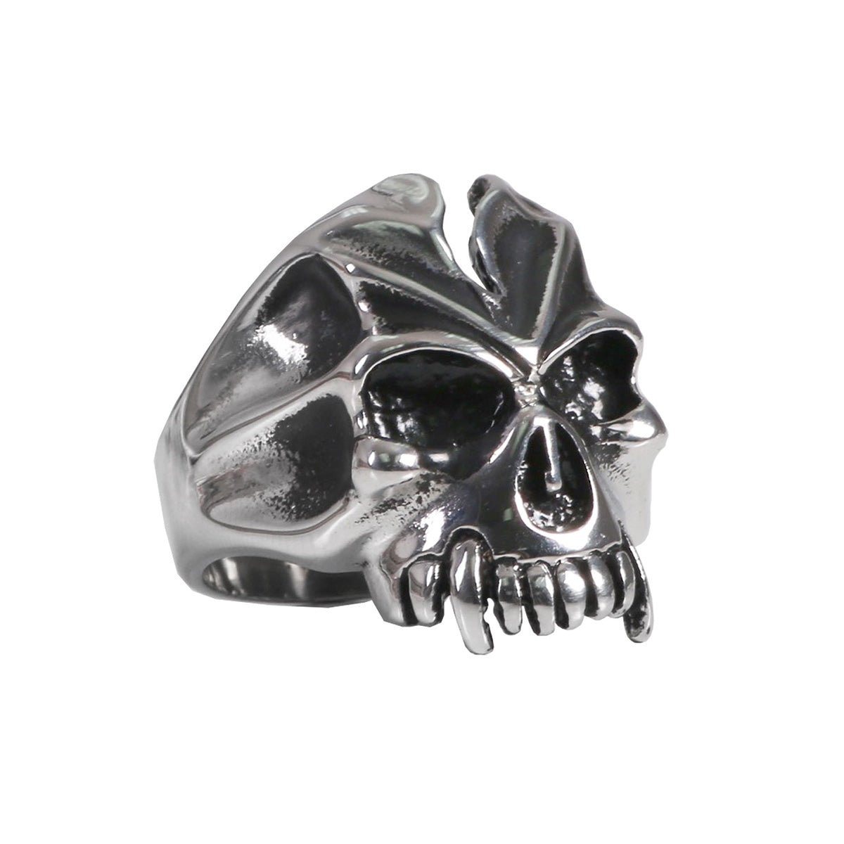 Hot Leathers JWR2121 Men’s Fang Skull Stainless Steel Ring