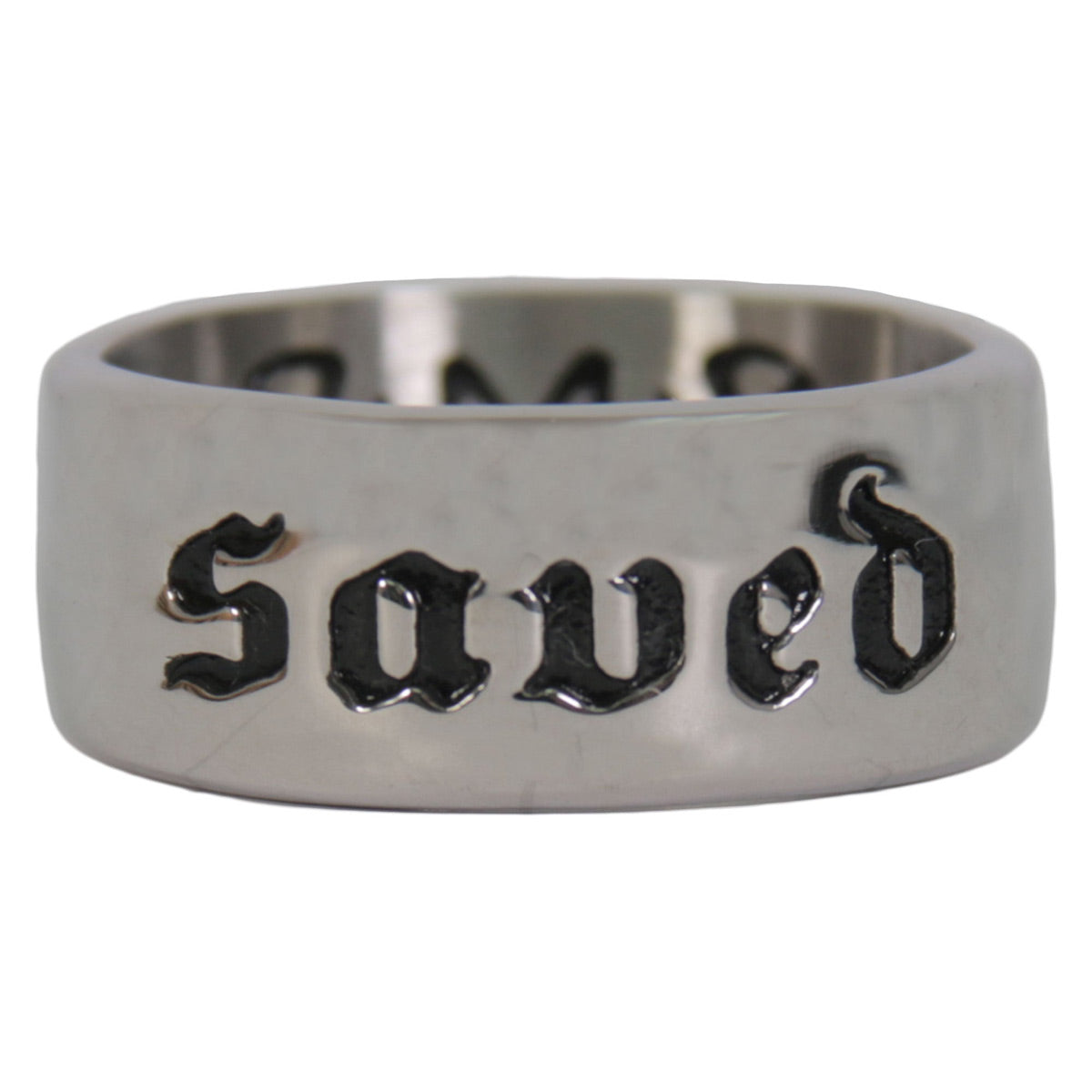 Hot Leathers JWR2132 Men’s Silver ‘SAVED’ Stainless Steel Ring