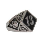 Hot Leathers JWR2138 Men’s Silver ‘Lucky 13’ Stainless Steel Ring