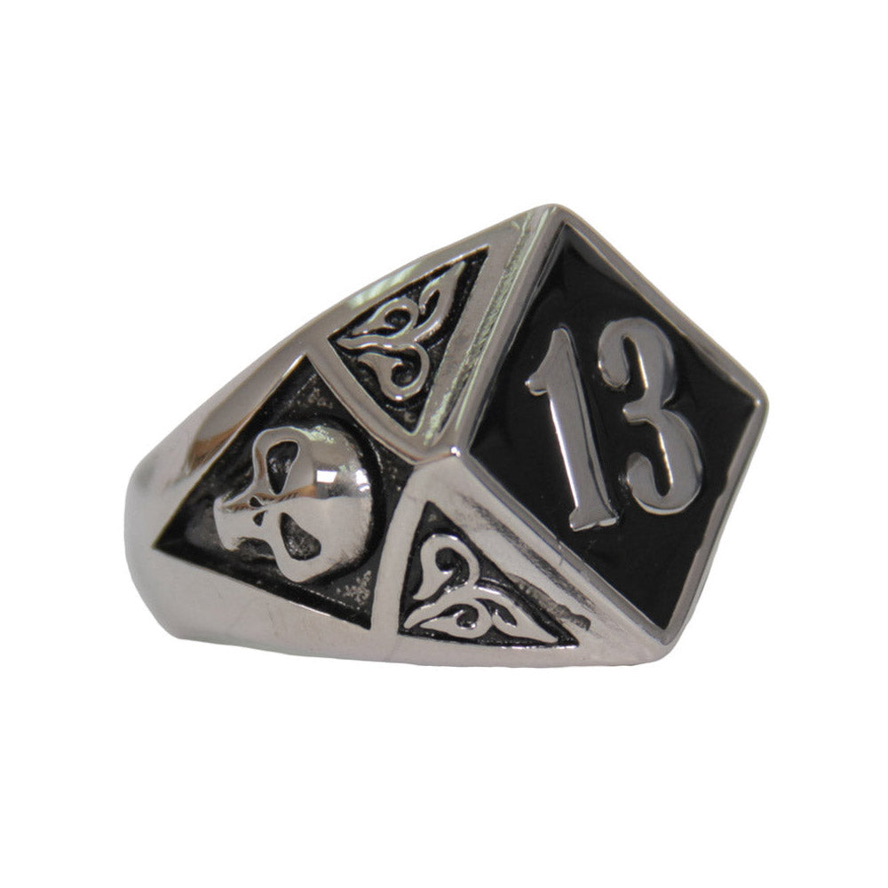 Hot Leathers JWR2138 Men’s Silver ‘Lucky 13’ Stainless Steel Ring