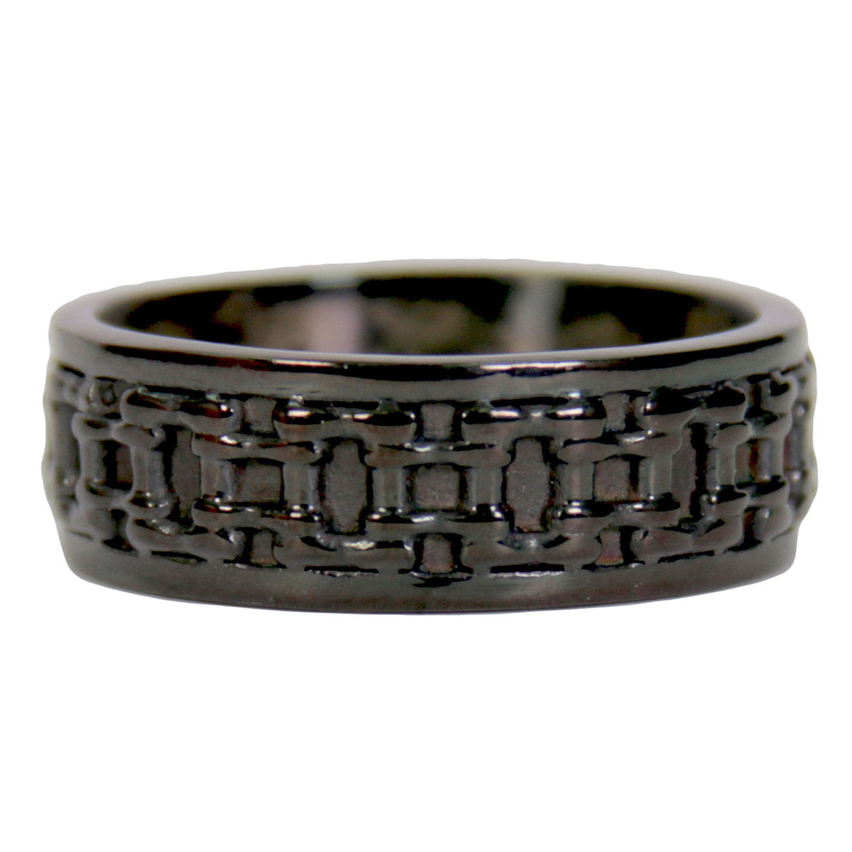 Hot Leathers JWR2139 Men’s Black ‘Bike Chain’ Stainless Steel Ring