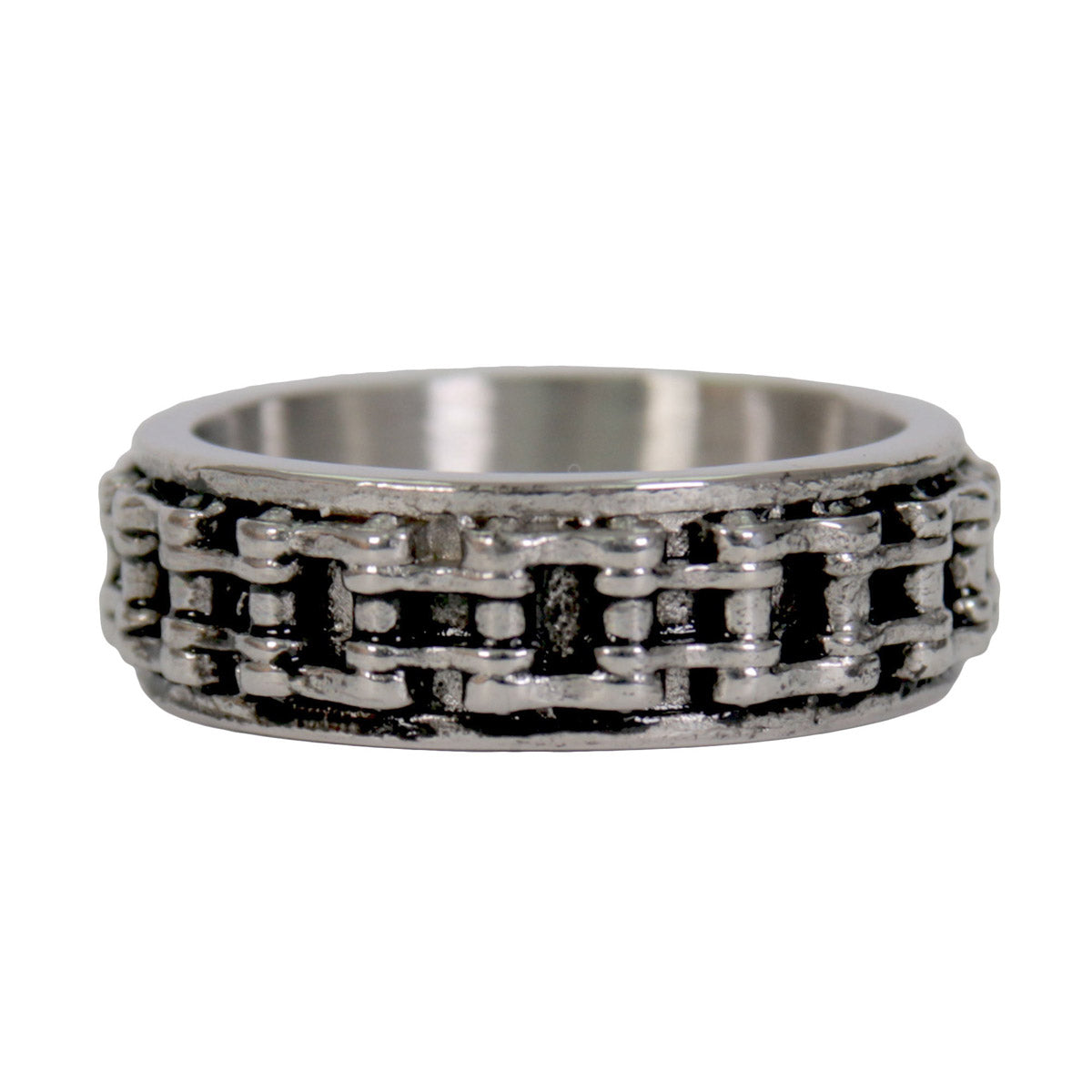 Hot Leathers JWR2140 Men’s Silver ‘Bike Chain’ Stainless Steel Ring