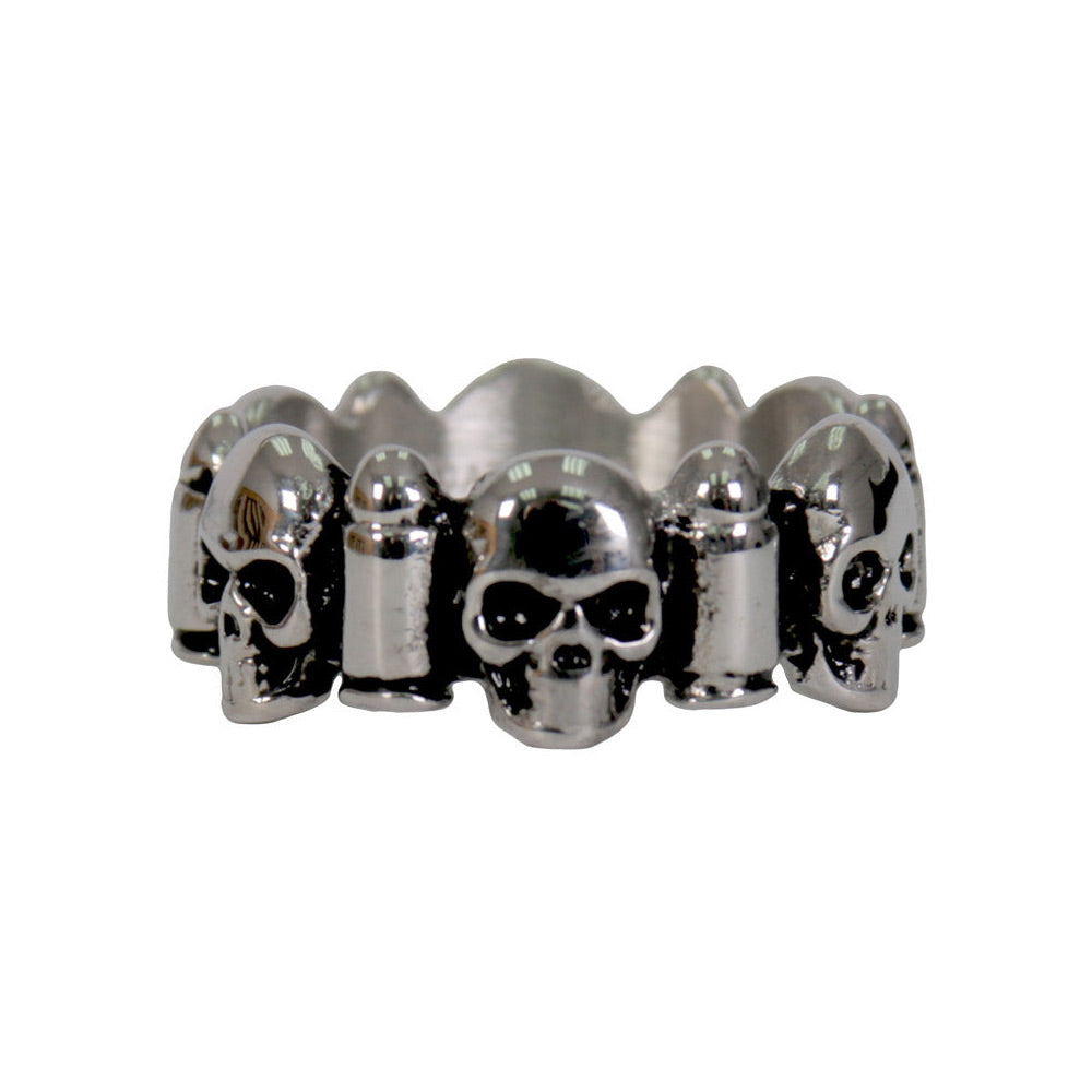 Hot Leathers JWR2142 Men’s Silver ‘Skull and Bullet’ Stainless Steel Ring