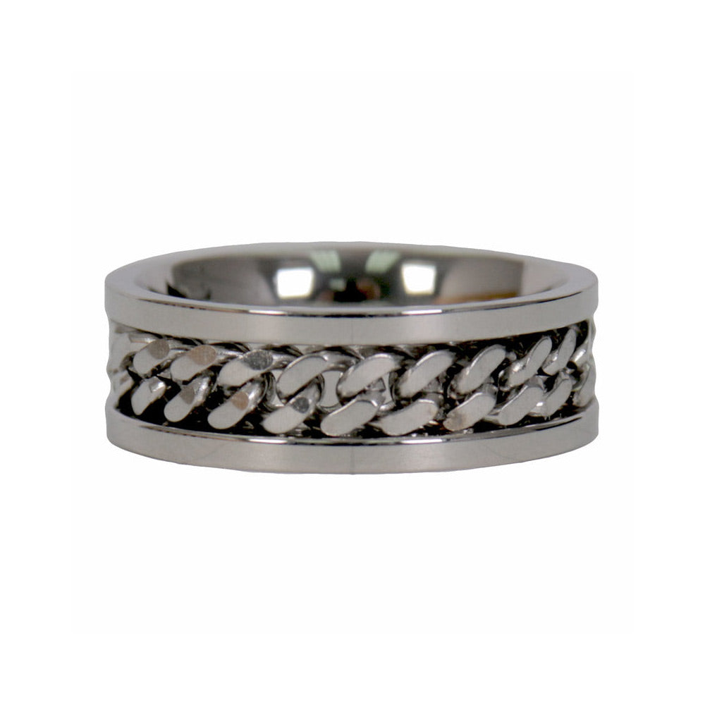 Hot Leathers JWR2144 Men’s Silver ‘Cuban Link’ Stainless Steel Ring