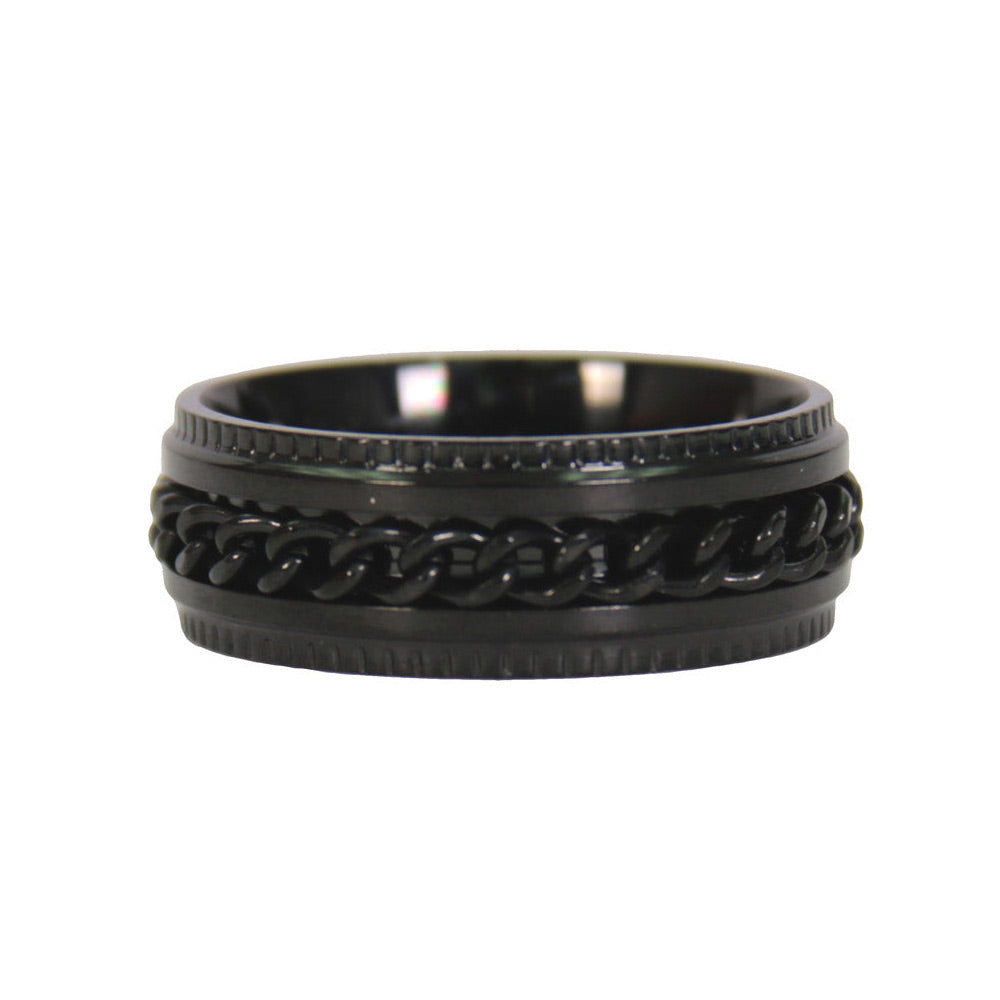 Hot Leathers JWR2145 Men’s Black ‘Cuban Link’ Stainless Steel Ring