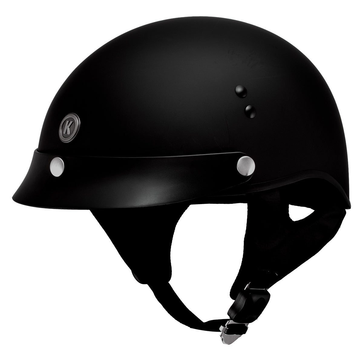 Klutch K-3 ‘Cruise’ Flat Black Half Face Motorcycle Helmet with Snap On Visor