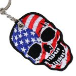 Hot Leathers KCH1013 American Flag Skull Embroidered Key Chain - Image 2