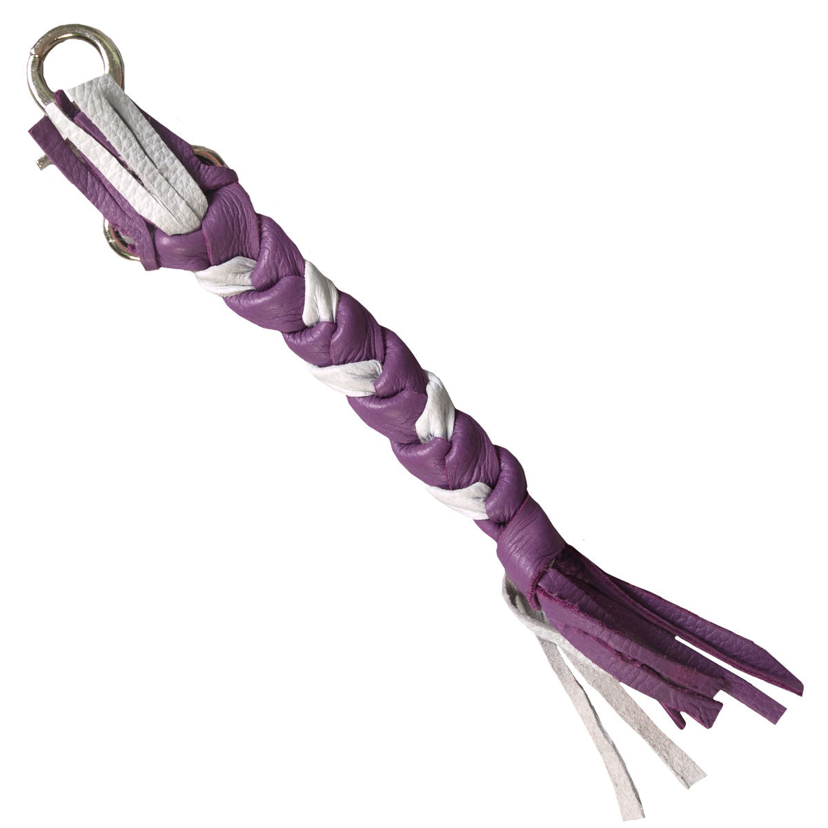 Hot Leathers 9″ White and Purple Braided Leather Keychain KCW1007
