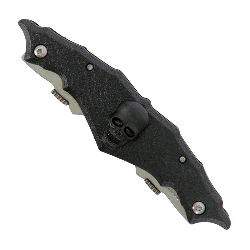 Hot Leathers KNA1106 Knife Double Open Skull with Clip 4″