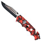 Hot Leathers Red Skulls Tactical Knife KNA1159 - Image 2