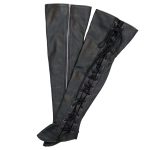 Hot Leathers LCU1004 Ladies Black Lambskin Leather Leggings with Purple Side Lace - Image 4