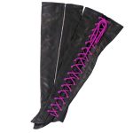Hot Leathers LCU1004 Ladies Black Lambskin Leather Leggings with Purple Side Lace - Image 2