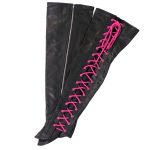 Hot Leathers LCU1005 Ladies Black Lambskin Leather Leggings with Pink Side Lace - Image 2