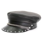 Hot Leathers Flat Top Biker Leather Cap with Rivets LHA2005 - Image 2