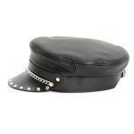 Hot Leathers Flat Top Biker Leather Cap with Rivets LHA2005 - Image 3