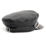 Hot Leathers Flat Top Biker Leather Cap with Rivets LHA2005 - Image 6